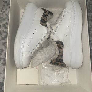 Alexander McQueen White and Leopard Sneakers